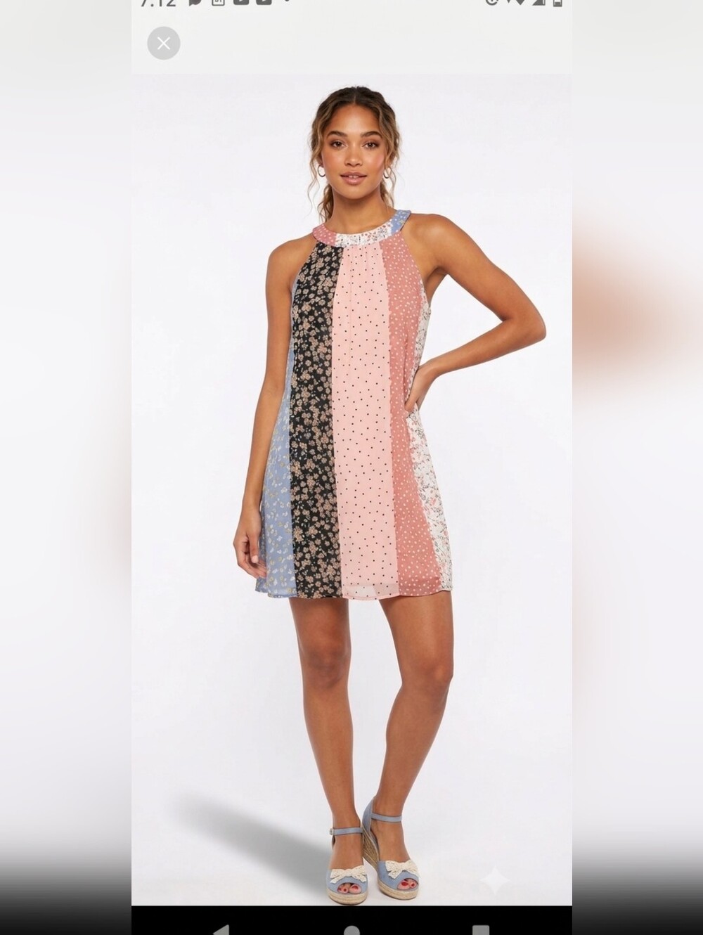 Papillon multi print vertical stripe sleeveless dress with lining XXL
